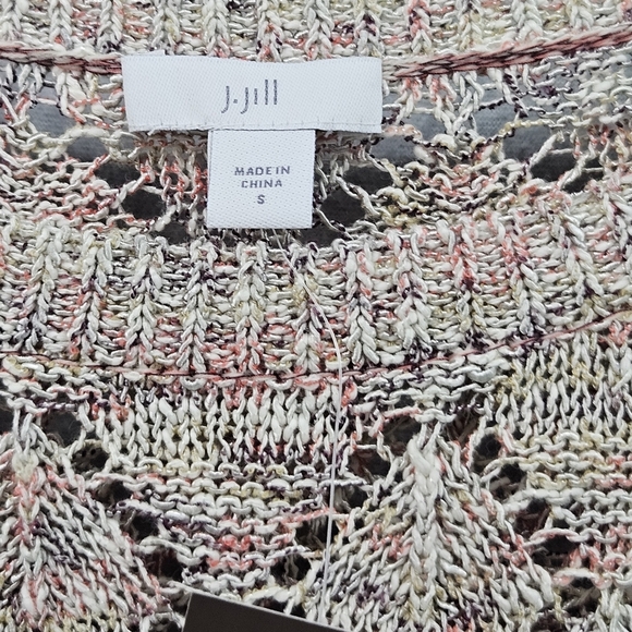 J.Jill Women's Size S Textured Pebble Diamond Pointelle Knit Pullover Sweater - Picture 3 of 9